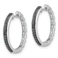 thumbnail image 3 of Auriga Fine Jewelry 10K White Gold Black Diamond 2mm Hinged Hoop Earrings for Women, 3 of 5