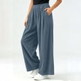 thumbnail image 5 of Tqcoqu Women's Corduroy Wide Leg Pants, Elastic High Waist Loose Casual Long Trousers with Side Pockets, 5 of 7