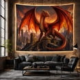 thumbnail image 6 of Red Dragon Perched on Ancient Ruins, Epic Fantasy Art, Dramatic Intense Illustration for Fantasy Lovers, Medieval Room Decor, Halloween Gift Tapestry Wall Hanging for Bedroom, Game Room and Dorm, 6 of 7