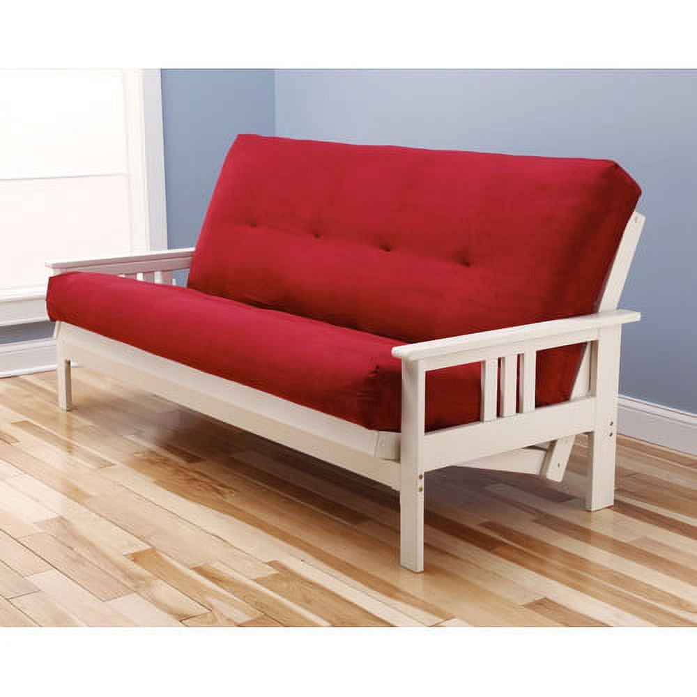 Kodiak Furniture Monterey Full Futon with Suede Fabric Mattress in White/Tan
