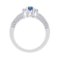 thumbnail image 3 of KATARINA Three Stone Diamond Engagement Ring with Princess Cut Blue Center Diamond in 14K White Gold (1 cttw), 3 of 5