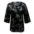 thumbnail image 4 of Giftesty Womens Plus Size Clearance Women Loose Floral Print Three Quarter Sleeve V-Neck T-Shirt Tops Blouse, 4 of 5