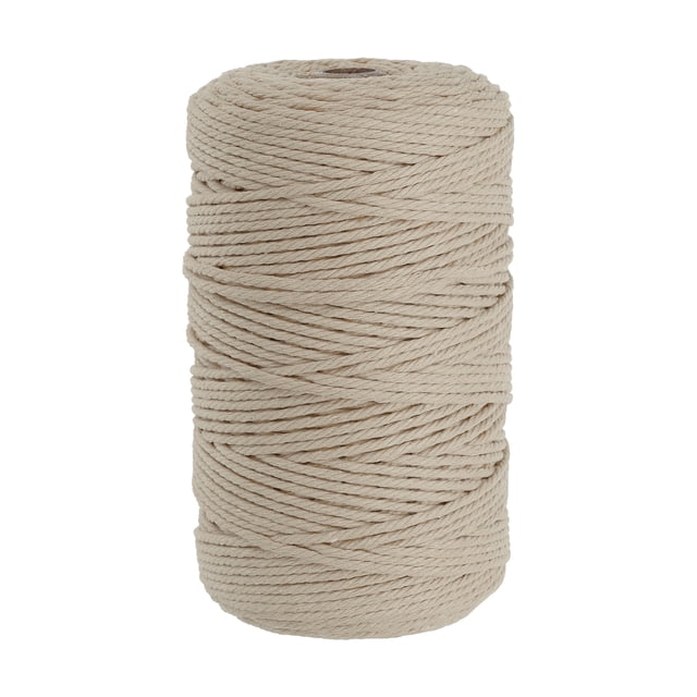 Unique Bargains 3 mm x 218 Yard Macrame Cord Soft Cotton Colored Macrame Crafts Yarn Rope, Coffee