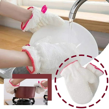 

Kitchen 2PC Combine Cloth Dish Gloves Dishwashing and Gloves Dishwashing Fiber Kitchen，Dining & Bar