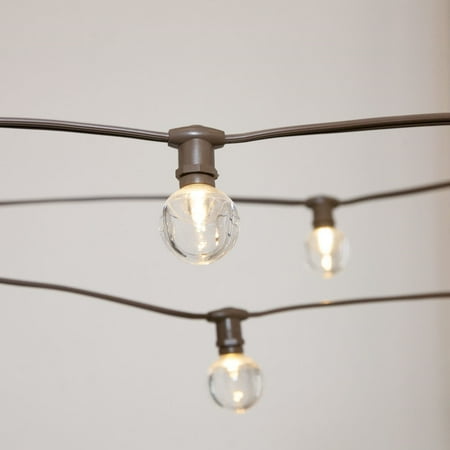 Commercial String Lights Commercial Globe Lights 25ft E12 Brown Wire Acrylic LED G40 Bulbs Warm ...