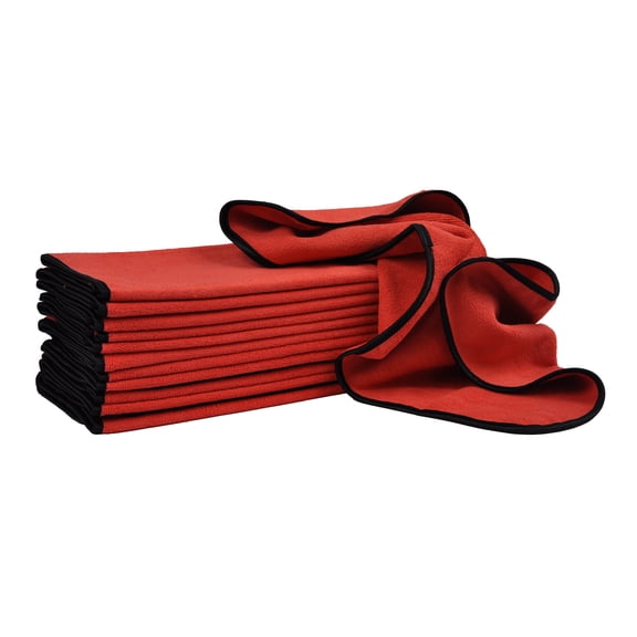 Detailer's Preference® Terry Weave Microfiber Towels 16" x 24" 390gsm 12 Pack Red