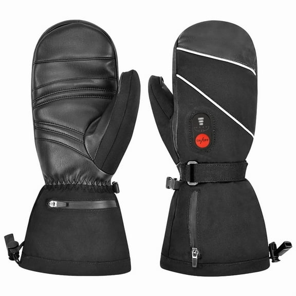 SNOW DEER Heated Gloves Battery Heat Motorcycle Gloves Goat-skin Leather 3 Gears Wamer Control Waterproof Electric Heated Mittens