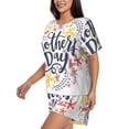 thumbnail image 2 of Kdxio Mother's Day Print Pajamas Sets for Women Short-Sleeved Pjs with Lounge Shorts Two Piece Sleepwear S-4XL, 2 of 8