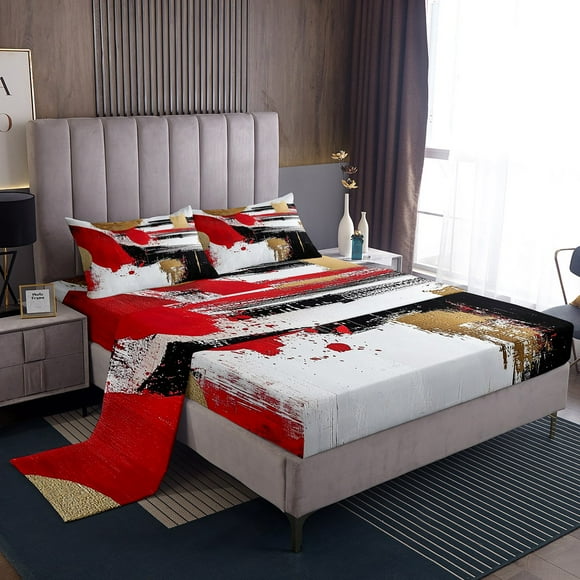 Erosebridal Splash Bed Sheets Twin,Abstract Artwork Bedding Sets Twin Size,Gradient Decoration,Lightweight,3pcs