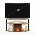 thumbnail image 4 of Furinno Jensen Open Storage Corner Fireplace TV Entertainment Center with Plastic Poles for TV up to 55 Inch, Flagstaff Oak/Black, 4 of 6