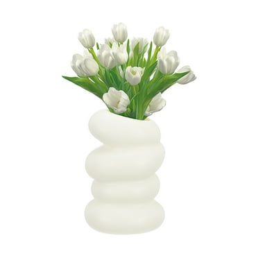 Uxcell Flower Vases, Stylish Flower Vases for Bouquet Plastic Flower Vase Decorative for Home Centerpiece, White