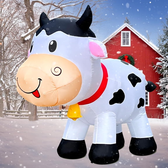Vaca inflable de Navidad de 6 pies con luces LED para decoración exterior