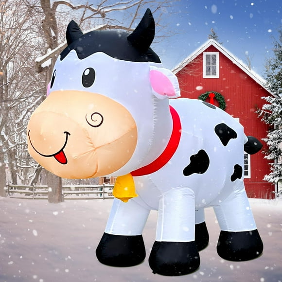 Vaca inflable de Navidad de 6 pies con luces LED para decoración exterior