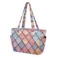 thumbnail image 2 of FORMRS Tote Bag for Women Quilted Large Capacity Travel Work Carry On Shoulder Handbag, Pink Shimmering Pattern, 2 of 7