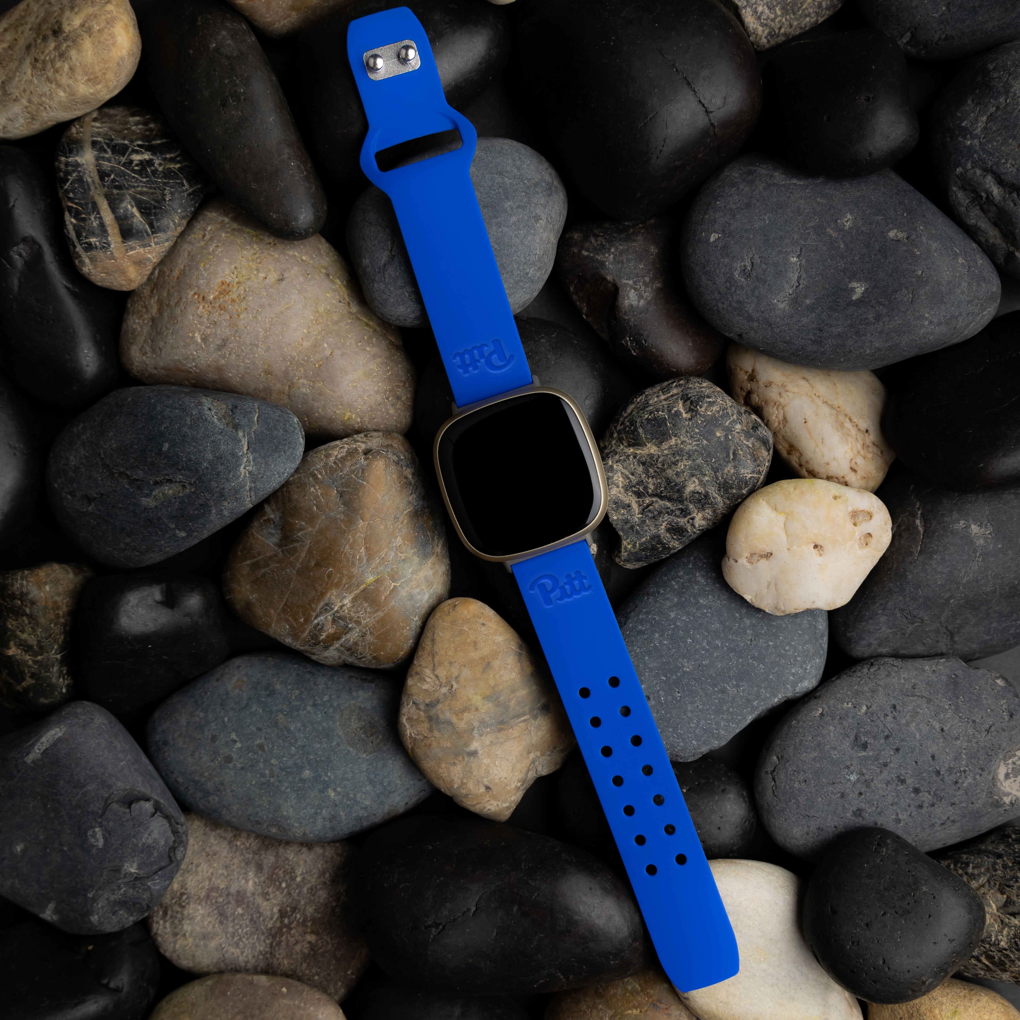 Pittsburgh Engraved Silicone Unisex Watch Band for Fitbit Versa 3 and Sense (Blue) by Affinity Bands
