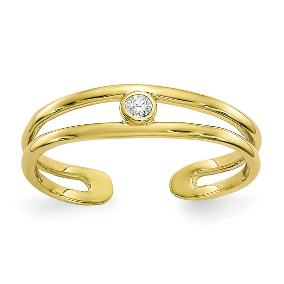 Primal Gold 10 Karat Yellow Gold Cubic Zirconia Toe Ring