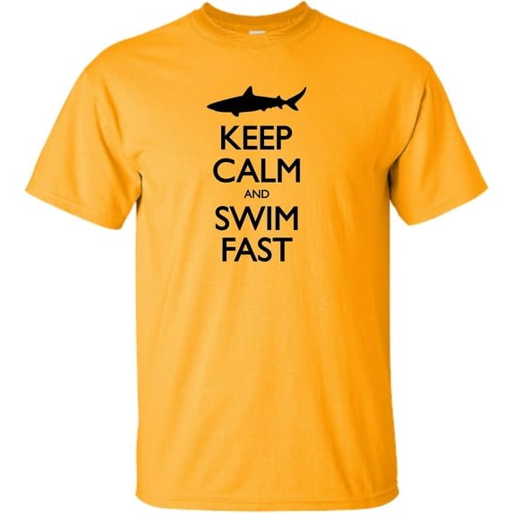 Adult Keep Calm And Swim Fast Funny Shark Lovers T-Shirt