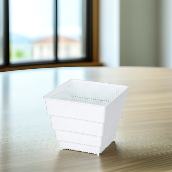 LOLIPPYY 1Pc Square Planter Pots White Plastic Plant Growing Chic Home for Desk