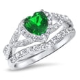 thumbnail image 4 of LaRaso Co His Her Wedding Ring Set 3 Piece TRIO Green Black Silver Titanium Couples Bands 9 13, 4 of 5