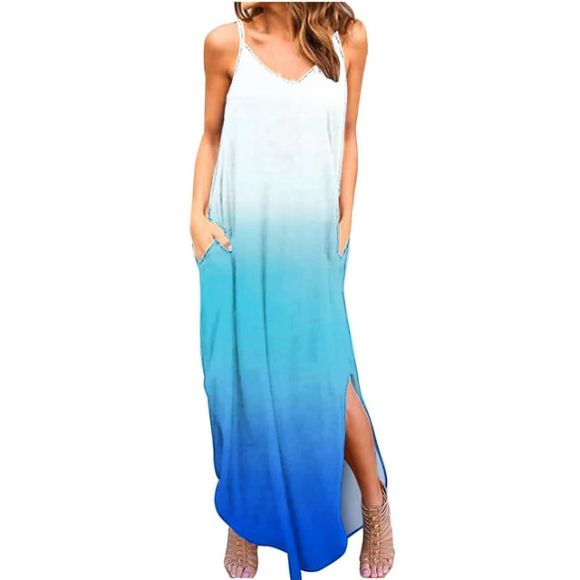 Elegante mujer Casual con cuello en V vestidos estampados verano sin mangas vestido de jersey OAVQHLG3B Store lin121212