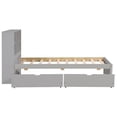 thumbnail image 5 of Twin Size Bed Frame with Built-in USB Port on Bookcase Headboard and 2 Drawers, Wooden Platform Bed with Slats Support for Bedroom, No Box Spring Needed, Grey, 5 of 7