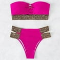 thumbnail image 4 of 2Pcs/Set Ring Connection Off Shoulder Bikini Set Bandeau Bra High Waist Briefs Swimwear Beachwear, 4 of 10