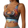 thumbnail image 2 of Balery Colorful Plant Tiger Sujetadores deportivos con espalda cruzada para mujer, acolchados, sin costuras, de alto impacto, ideales para yoga, gimnasio, entrenamiento y fitness.-X-Large, 2 of 8