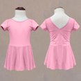 thumbnail image 2 of Kovlvoll Summer Girls Dance Dress Short Sleeve Crewneck Solid Color Lightweight Practice Suit Dance Skirt for Child Girl, 2 of 3