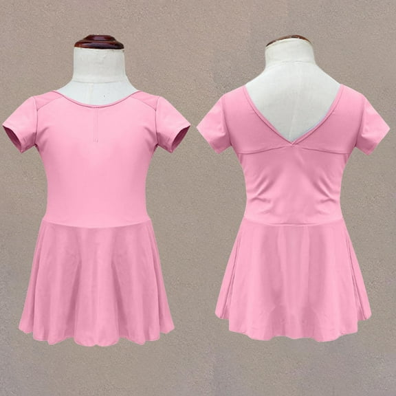Miqool Ballet Dress for Girls Classic Short Sleeve Dance Leotards with Skirt Ballerina Outfits for Kids