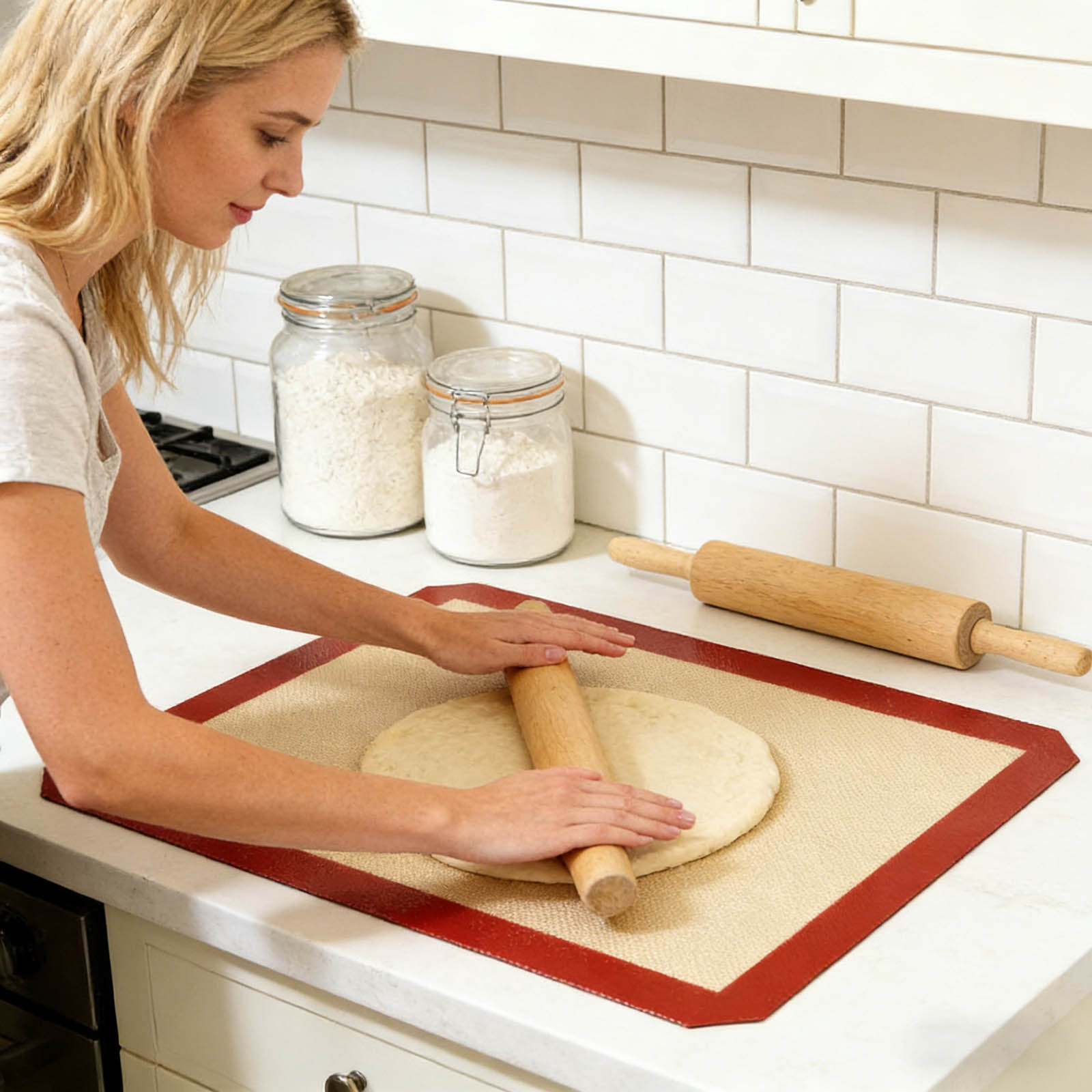 4 PCS Silicone Baking Mat Set of 1 Non Stick Baking Sheet for Oven, Reusable Food Grade Silicone Mats for Cookies Macaron Pizza Bread Baking Supplies and Accessories Kitchen Tools (16.53"x11.61")
