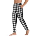 thumbnail image 3 of Xecao Black White Plaid Print Active Tech Joggers for Men, Mens Sweatpants Lounge Pants with Pockets-X-Large, 3 of 5