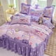 thumbnail image 5 of Ropa de cama de dibujos animados Kuromi Cinnamoroll, 4 Uds., estilo princesa Sanrio, sábanas, funda de edredón, funda de almohada, juego de tres piezas para dormitorio, 5 of 5