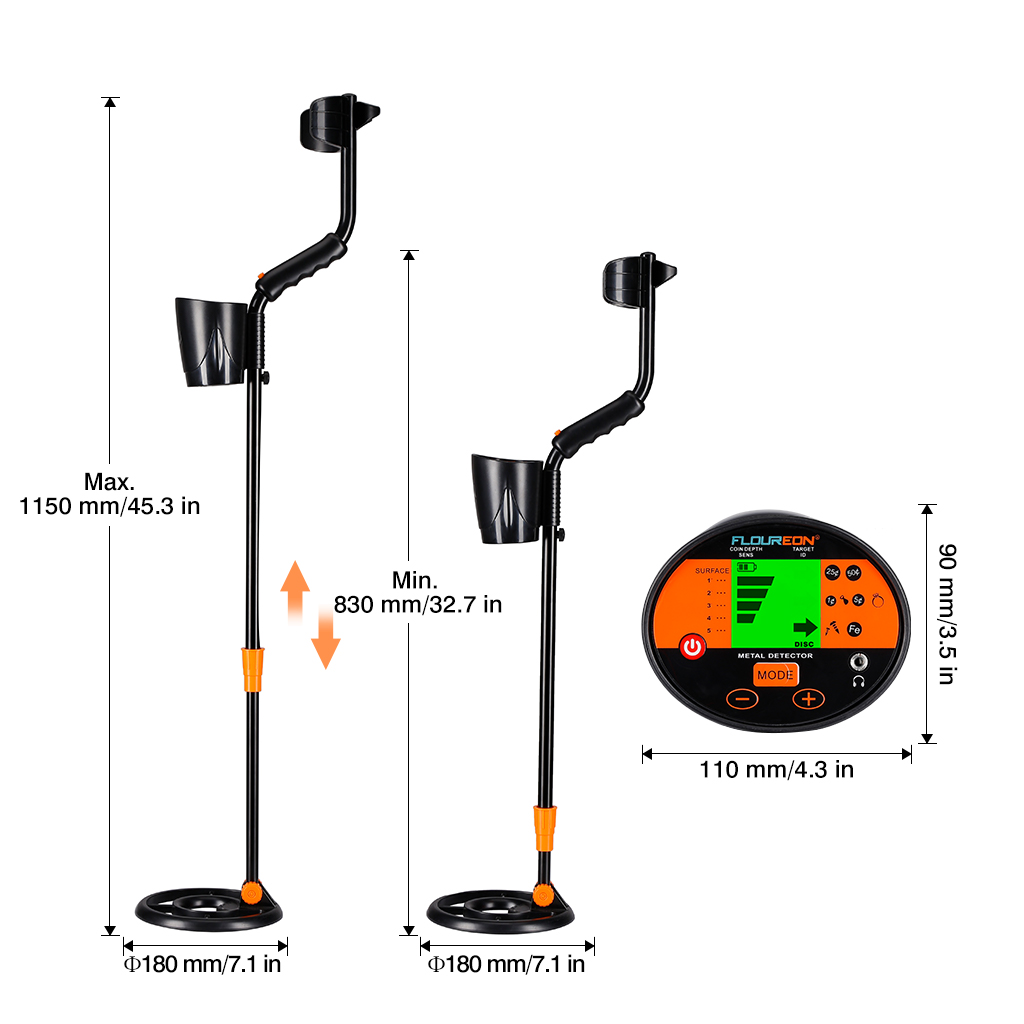 Metal Detector for kids, Floureon Waterproof Metal Dector High Accuracy Professional Handheld Detector with DISC, All-Metal & Pinpointer Modes, Gold Hunter Digger for Adults Beginners
