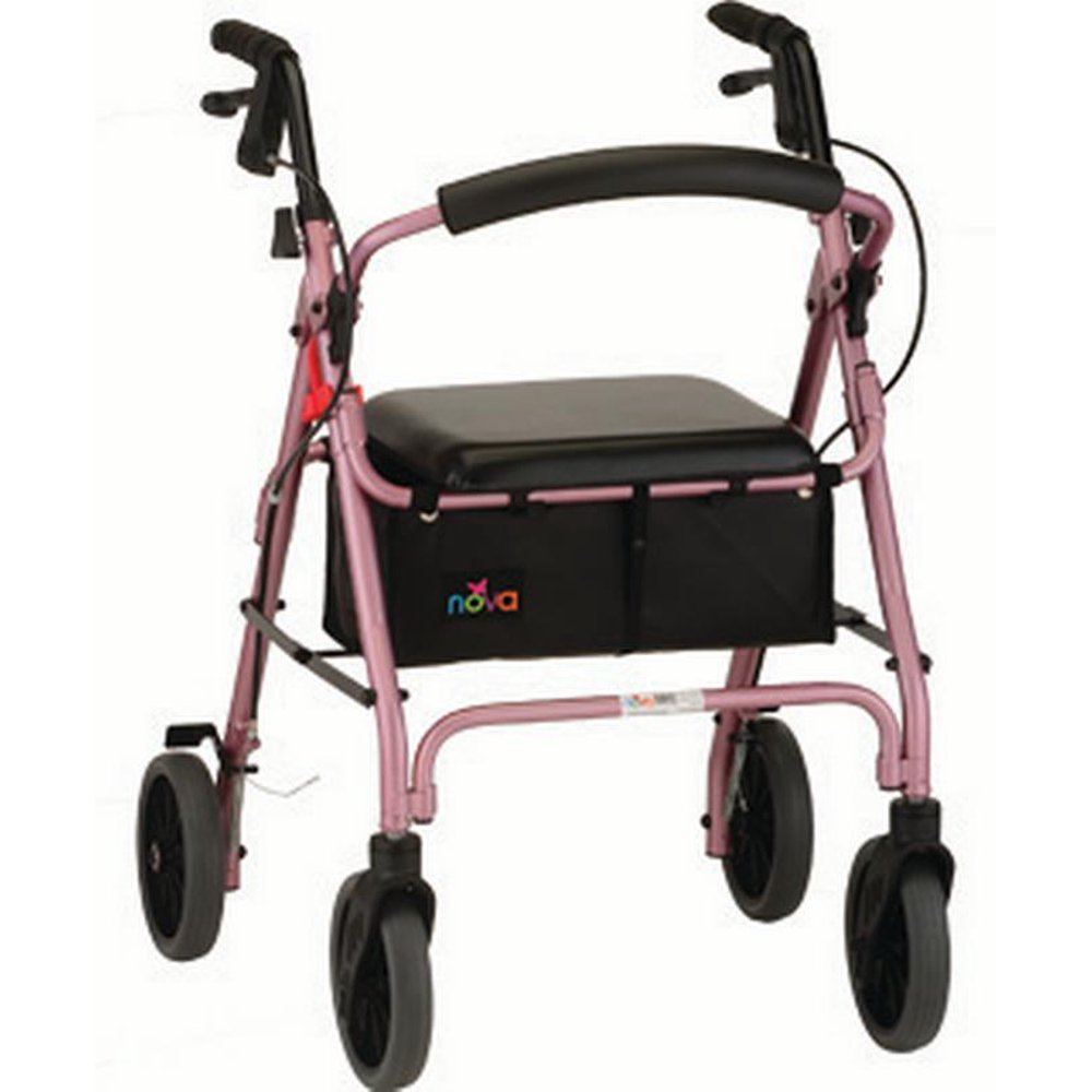 Rollator Nova Zoom 22 Aluminum Rolling Walker Weight Capacity 300 lbs (Pink)