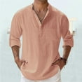 thumbnail image 1 of Lightweight Loose-Fit Long Sleeve Pullover Shirt for Men for Spring and Summer Stylish Solid Design with Convenient Pocket Feature, 1 of 4
