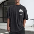 thumbnail image 6 of Yuanlook Men's Washed Cotton Oversized Crew Neck T-Shirt with Chest Spider Web Print, Casual Streetwear Short Sleeve Tee for Urban Style & Daily Wear, S-5XL, 6 of 6
