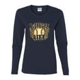 thumbnail image 3 of Softball Life Animal Print Girl Sports Womens Graphic Long Sleeve T-Shirt, Navy, Medium, 3 of 5