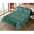 thumbnail image 4 of Ambesonne Floral Aquarelle Fitted & Flat Sheet with Shams 4 Pcs Set, Bohemian Jungle, King, Fern Green and Dark Teal, 4 of 5