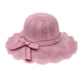 thumbnail image 2 of HuangHuanChen Sun Hat for Women Versatile Retro Woven Hat With Ruffled Bow Summer Bucket Women French Beach Hat Foldable Breathable Straw Sun hats One Size, 2 of 3