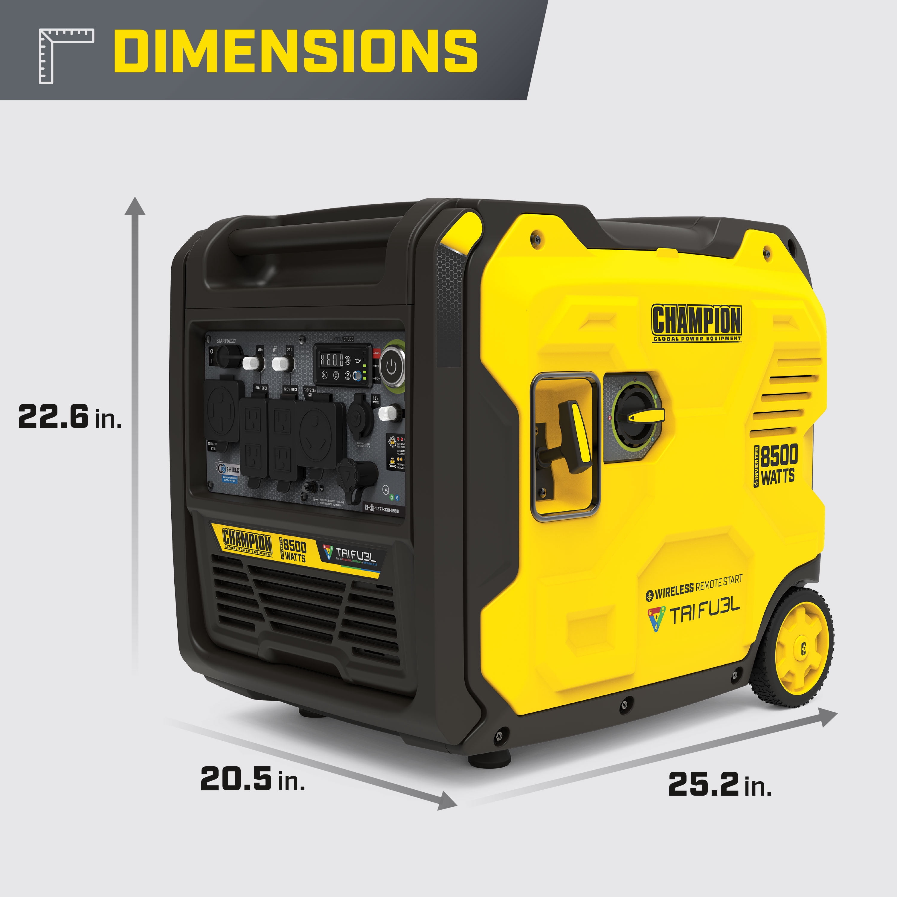 Champion Power Equipment 8500-Watt Wireless Remote Start Tri Fuel Ultra Quiet RV Ready Portable Inverter Generator with StartLINK and CO Shield