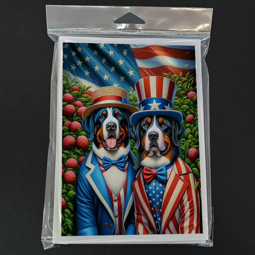 All American Greater Swiss Mountain Dog Greeting Cards Pack of 8 7 in x 5 in