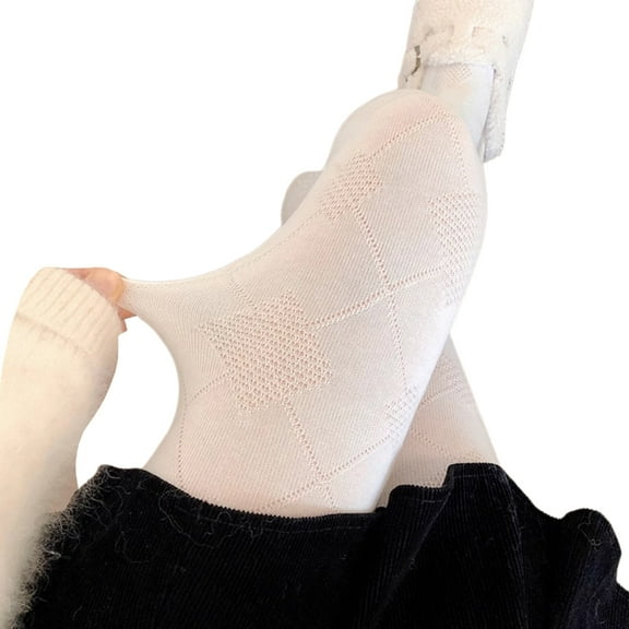 Yokua Vintage Argyle Pattern Cotton Tights Women Fall Elegant Solid Color Pantyhose