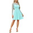 thumbnail image 4 of INSPIRE CHIC Women's Dress Heart Mesh Sheer Long Sleeve Gothic Cocktail Party Mini Dress XL Light Green, 4 of 5