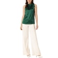 thumbnail image 2 of Unique Bargains Women's Elegant Sleeveless Bow Tie Neck Solid Work Blouse Tops XL Green, 2 of 6