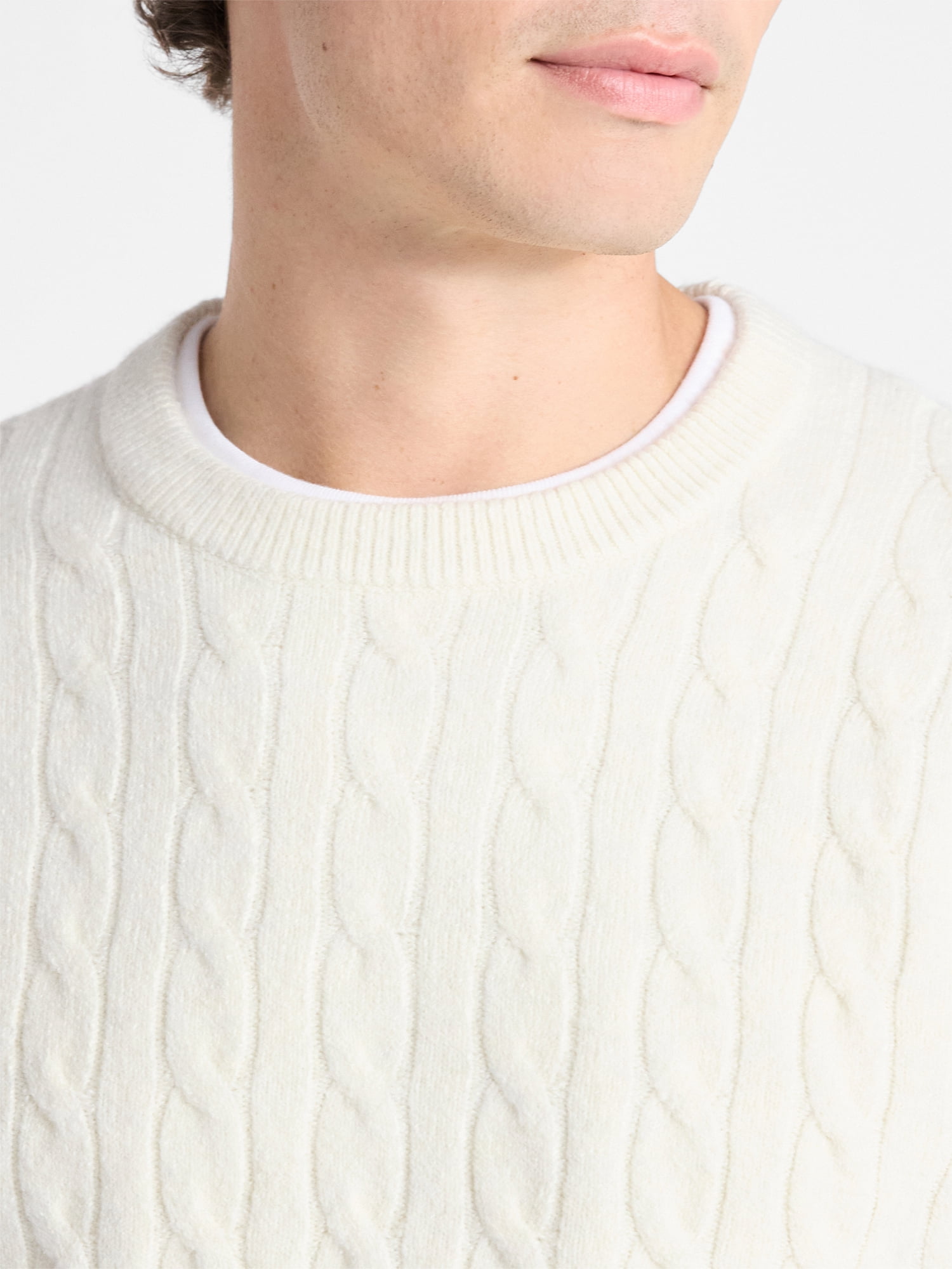 Free Assembly Men's Classic Cable Knit Sweater, Sizes XS-3XL