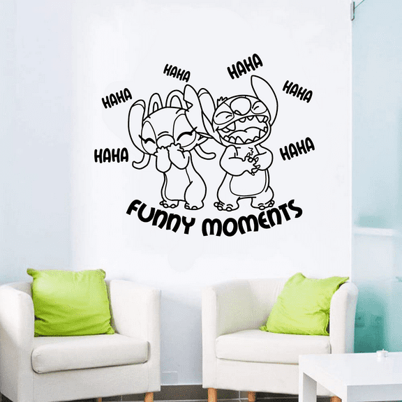 Angel And Stitch Fiunny Moments Lilo Stitch Disney Movie Character Angel Stitch Experiment 624 Bedroom Wall Decal Quotes Sticker Kids Adults Girls Boys Room Bedroom Wall Decoration Size (8x10 inch)