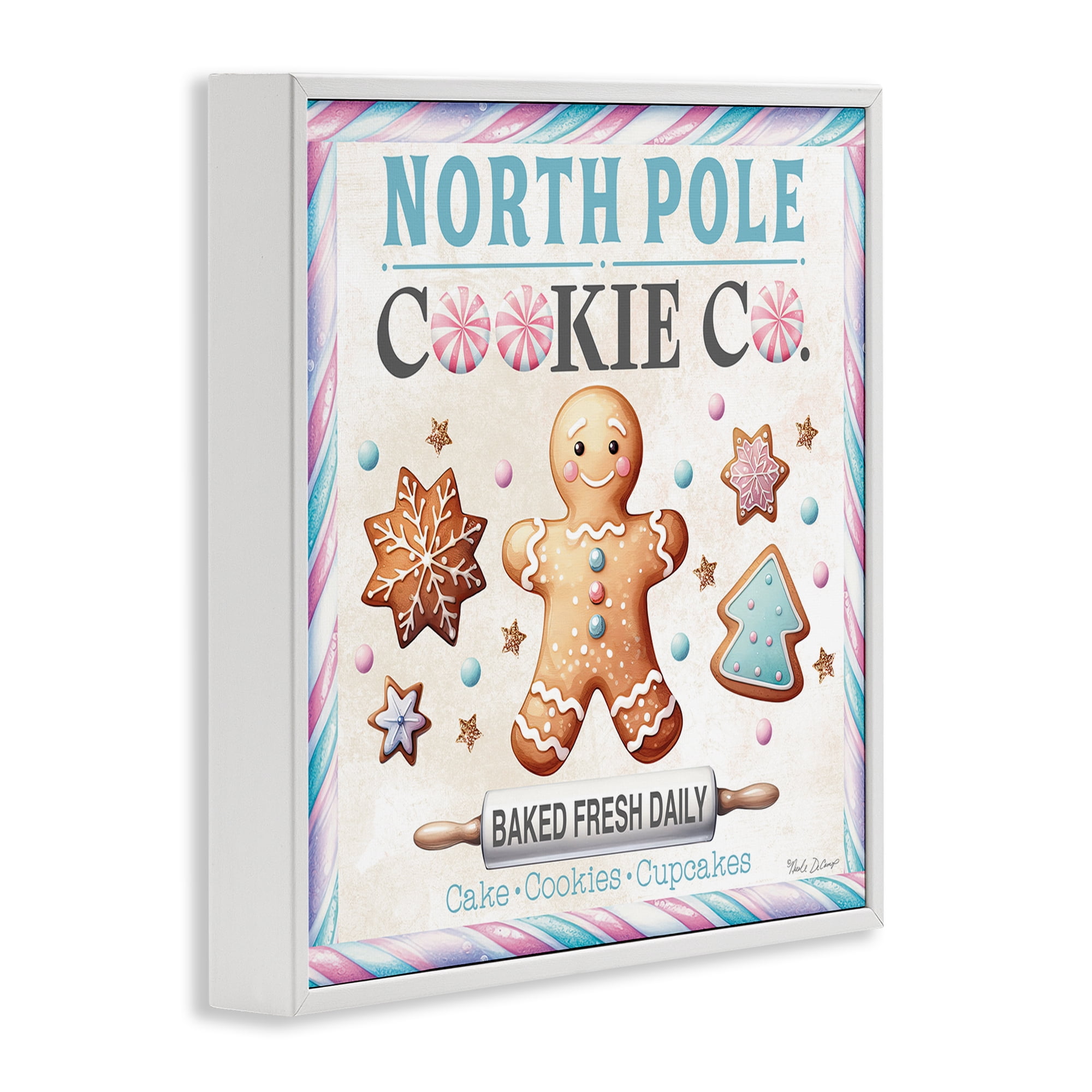 Stupell Industries Gingerbread Cookie Co Holiday Painting White Framed Art Prints Wall Art, 24 x 24
