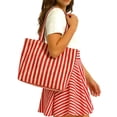 thumbnail image 3 of Uobin Stylish Minimalist Casual Large Capacity Striped Tote For Everyday Use Spacious Carryall, 3 of 9