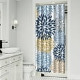 thumbnail image 2 of Small Stall Narrow Shower Curtain 36"W x 72"L – Tropical Bohemian Leaves, Mid-Century Abstract Boho Botanical Bathroom Decor, Vintage Floral Palm Leaf Pattern, Rustic Tribal Folk Style, 2 of 5