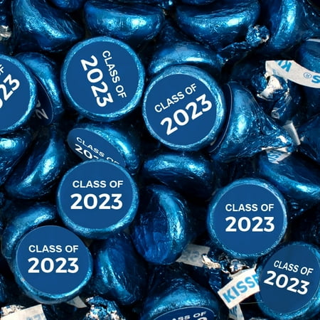 90ct Blue Graduation Candy 1lb Hershey's Kisses (Approximately 90 pcs) - Class of 2023